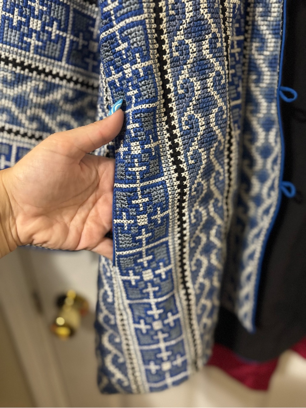 Vintage Hill Tribes Thai Golden Triangle Reversible Embroidered Jacket L/XL - Picture 6 of 8